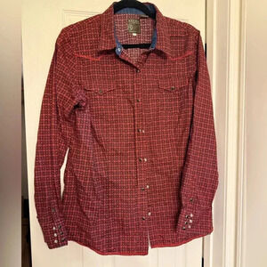 Romper Women’s Red Geo Long Sleeve Western Shirt Size Xl